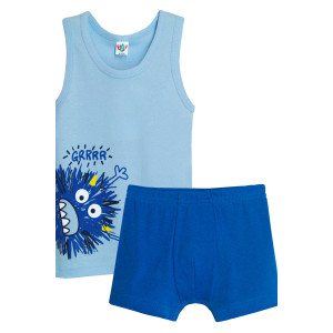 Комплект белья детский для мальчика №3349 рибана (р-ры: 92-128) голубой-джинс