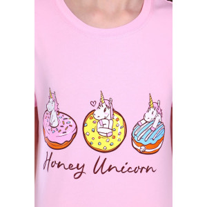 Пижама детская "Единороги" кулирка с лайкрой (р-ры: 116-140) розово-бежевый