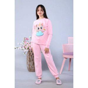 Пижама детская "Милота" футер 2-х нитка с начесом (р-ры: 134-164) розовый