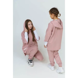 Костюм двойка детский 866Д футер с лайкрой (р-ры: 32-44) пудра Костюм двойка детский 866Д футер с лайкрой (р-ры: 32-44) пудра