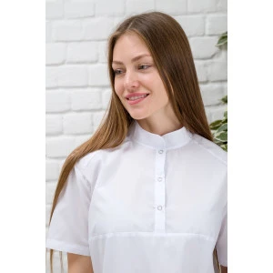 Костюм медицинский женский М-118-0/63 тиси (р-ры: 42-56) бело-черный Костюм медицинский женский М-118-0/63 тиси (р-ры: 42-56) бело-черный
