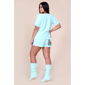 Костюм двойка женский с сапожками 217 "Moschinoo" велюр (последний размер) ментол 48