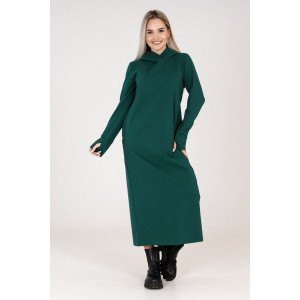 Платье женское П135 футер с лайкрой (р-ры: 42-60) темно-зеленый