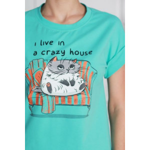 Пижама женская "Crazy House" 211731 кулирка с лайкрой пенье (р-ры: 42-52) тиффани