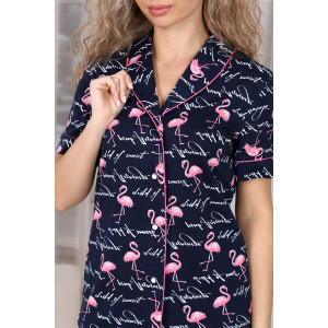 Пижама женская "Фламинго" М-889 кулирка (р-ры: 44-54) темно-синий