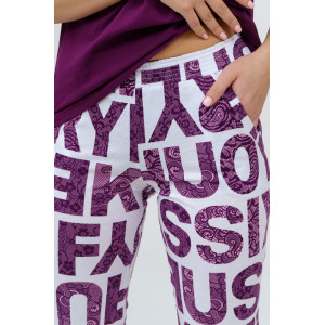 Костюм двойка женский 783 "Буквы" кулирка (р-ры: 44-58) фиолетовый