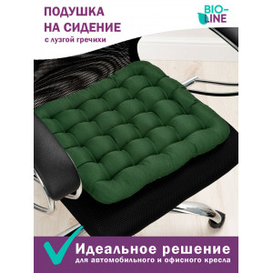 Сидушка-подушка для мебели с гречневой лузгой темп "Bio-Line" PSG25 зеленый