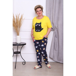 Костюм двойка женский "Котик" С-4987 кулирка (р-ры: 52-66)