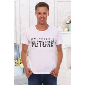 Футболка мужская "Future" кулирка с лайкрой (р-ры: 48-62) белый Футболка мужская "Future" кулирка с лайкрой (р-ры: 48-62) белый