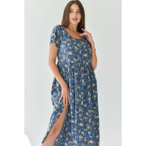 Платье женское "Фиджи" штапель (последний размер) синий 64