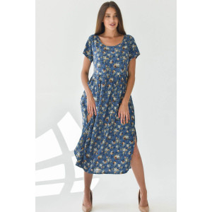 Платье женское "Фиджи" штапель (последний размер) синий 64