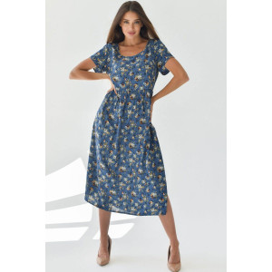 Платье женское "Фиджи" штапель (последний размер) синий 64