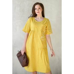 Платье женское 1890-К "Ирисы" трикотаж (р-ры: 48-58) желтый