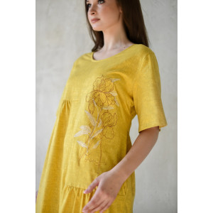 Платье женское 1890-К "Ирисы" трикотаж (р-ры: 48-58) желтый