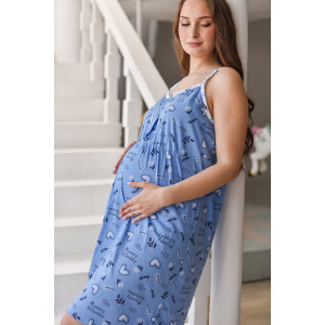 Сорочка для беременных 1738-К "Скоро мама" трикотаж (р-ры: 44-54) голубой