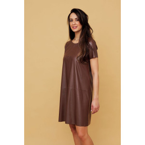 Платье женское №200BRN экокожа (р-ры: 42-52) коричневый