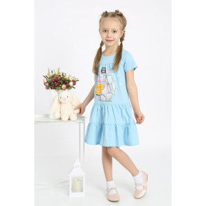 Платье детское "Виоланта-2" кулирка (р-ры: 104-140) голубой