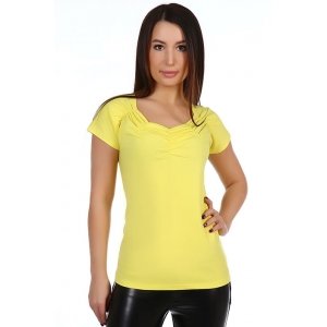 Блуза женская №1764 хлопок+лайкра (р-ры: 46-60) желтый