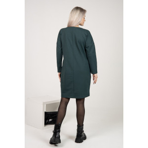 Платье женское П163 футер с лайкрой (р-ры: 44-60) темно-зеленый