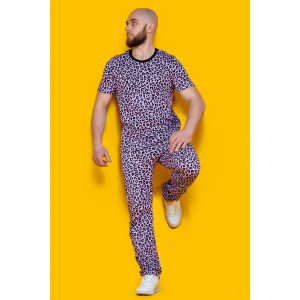 Костюм двойка мужской 2243 "Леопард" (брюки) трикотаж (р-ры: 42-60) фиолетовый