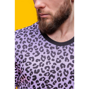 Футболка мужская 2234 "Леопард" трикотаж (р-ры: 42-60) фиолетовый