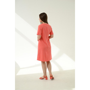 Платье женское ODIS-П457КО лен (р-ры: 46-54) коралловый