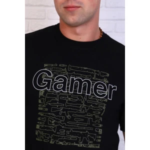 Футболка мужская 816-3 "Gamer" кулирка (р-ры: 50-60) черный Футболка мужская 816-3 "Gamer" кулирка (р-ры: 50-60) черный