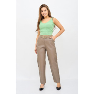 Джоггеры женские К 9171 экокожа (последний размер) коричневый 56