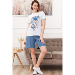 Костюм двойка женский "Парадиз И" кулирка+футер 2-х нитка (последний размер) индиго 50