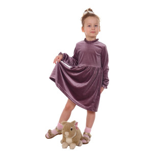 Платье детское "Злата" бархат с лайкрой (последний размер) лиловый 110,134,140