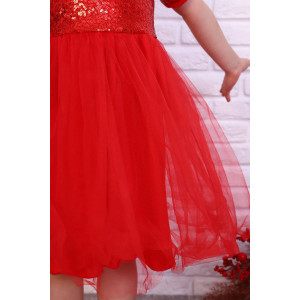 Платье детское "Огонёк 1" кулирка+пайетки (последний размер) красный 134,140
