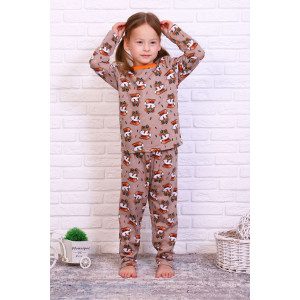 Пижама детская "Мурка" футер с начесом (последний размер) коричневый 110