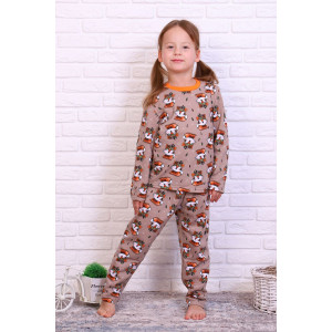 Пижама детская "Мурка" футер с начесом (последний размер) коричневый 110