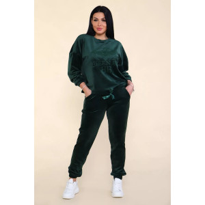 Костюм двойка женский 635 "QUEEN BEE" велюр стрейч (последний размер) изумруд 56