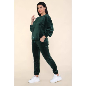 Костюм двойка женский 635 "QUEEN BEE" велюр стрейч (последний размер) изумруд 56