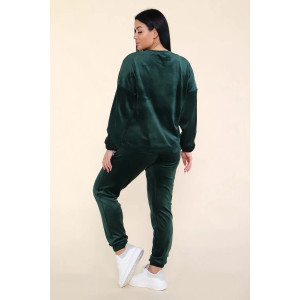 Костюм двойка женский 635 "QUEEN BEE" велюр стрейч (последний размер) изумруд 56