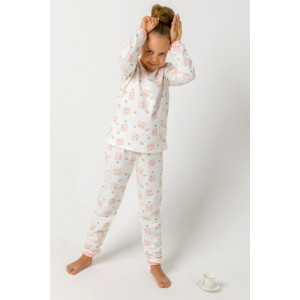 Пижама детская "Карамелька" футер с начесом (последний размер) белый 128-134