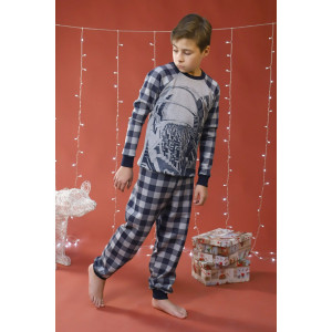 Пижама детская "Сити" футер 2-х нитка с начесом (последний размер) серый 140,146,152