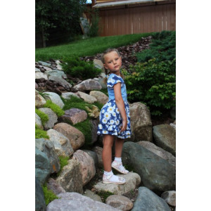 Платье детское П-412 "Букетик" хлопок (последний размер) голубой 128