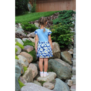 Платье детское П-412 "Букетик" хлопок (последний размер) голубой 128