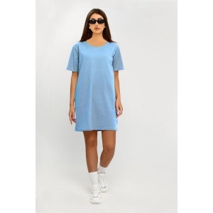 Платье-футболка женское П 136-4 кулирка с лайкрой (р-ры: 44-56) голубой