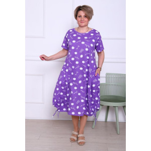 Платье женское "Виолетта ГФ" кулирка (р-ры: 52-66) горох фиолетовый