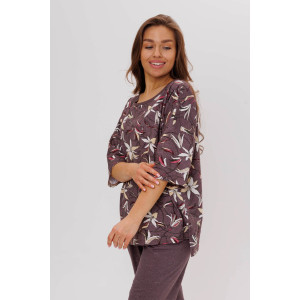 Костюм двойка женский №1798/1 кулирка (р-ры: 48-62) коричневый Костюм двойка женский №1798/1 кулирка (р-ры: 48-62) коричневый