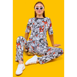 Костюм двойка женский 2394 "Аниме" (брюки) кулирка (р-ры: 42-56)