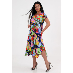 Платье женское "Волна" ПлК-458 кулирка (р-ры: 48-62) разноцветный завиток