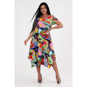 Платье женское "Волна" ПлК-458 кулирка (р-ры: 48-62) разноцветный завиток