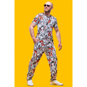 Костюм двойка мужской 2395 "Аниме" (брюки) кулирка (р-ры: 42-60)
