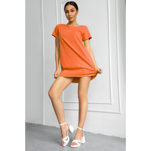 Платье-футболка женское П 136-8 кулирка с лайкрой (р-ры: 44-58) оранжевый