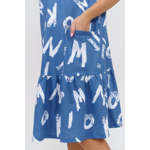 Платье женское 872 "Буквы" кулирка (р-ры: 50-64) индиго