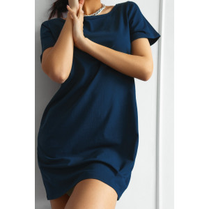 Платье-футболка женское П 136-9 кулирка с лайкрой (р-ры: 44-58) темно-синий